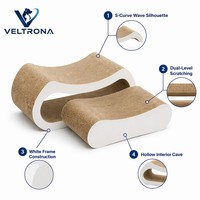 Planche à gratter pour chat en forme de S, canapé ondulé en deux parties, mobilier de détente pour chat en carton ondulé courbé, vente en gros