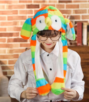 Chapeau Lapin en Peluche avec Oreilles Mobiles à Airbag, Bonnets d'Hiver pour Enfants, Mignons Chapeaux d'Animaux Lumineux à LED pour Filles, Déguisement Cosplay pour Fêtes