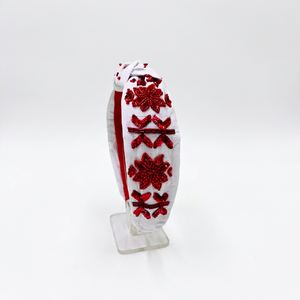 Handmade Comfortable Elegant Women's Hairband Christmas Luxury Hand Embroidered Japanese Crepe Velvet Seed Glass <b>Beads</b> Pearl - Product Image 1