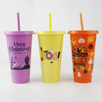 Gobelet en plastique doré pailleté de 24 oz avec couvercle et paille, réutilisable pour café glacé
