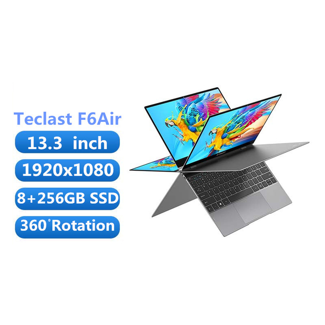 Teclast F6 Air Lightweight Notebook 13.3-inch Window10 360 Degrees Flippable Office Computer Tablet Two in One Portable Laptop