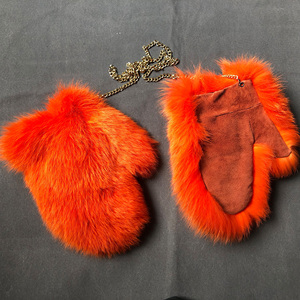 Gants en fourrure de renard Janefur, réputés pour leur chaleur hivernale, avec chaîne, style populaire, en vraie fourrure de renard pour femmes - Product Image 3