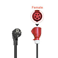 Adaptateur de prise CEE rouge 32A vers prise Schuko, câble de transfert pour chargeur de véhicule électrique 11 kW vers 3,5 kW