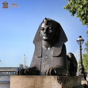 Садовые Ландшафтные украшения в натуральную величину бронзовая египетская статуя Сфинкса для продажи