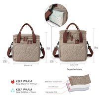 Boîte à lunch pliable à double couche personnalisée, sac isotherme imperméable, sac de pique-nique d'extérieur, sac isotherme avec bandoulière