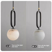 Lustre moderne de luxe en cuivre et marbre, luminaire suspendu pour chambre à coucher, ambiance chaleureuse, en albâtre, pour appartement et hôtel