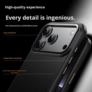 Nuova custodia per telefono magnetica transfrontaliera con struttura in fibra di carbonio <span class=keywords><strong>Cover</strong></span> protettiva per <span class=keywords><strong>iPhone</strong></span> 17 Pro Max e per <span class=keywords><strong>Apple</strong></span> 16 - Product Image 2