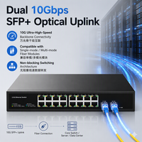 Commutateur réseau multi-Gigabit 16 ports 2,5 Gbit/s avec 2 emplacements SFP+ 10 Gbit/s, boîtier métallique 1U pour NAS, point d'accès Wi-Fi 6 et PC