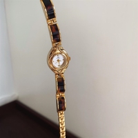 Jam Tangan Dial Kecil Warna Emas Amber Retro Golden Age untuk Wanita, Hadiah untuk Wanita Berkelas