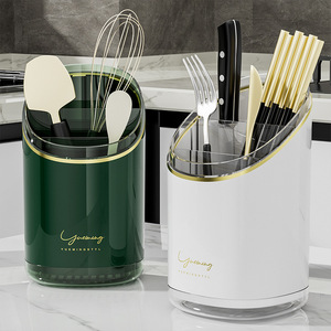 Yuemingstyl Kitchen Utensil Holder Round Standing Type Easy To Clean Storage Bin For Cutlery Chopsticks Spoons - Product Image 1