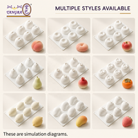 Moule en silicone 3D Tangba à 6 cavités en forme de pêche, qualité alimentaire, pour mousse, gâteau, chocolat, gelée, dessert, cuisson, personnalisable OEM, forme de fruit