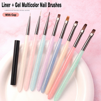 Lot de 8 pinceaux à ongles en nylon multi-tailles, personnalisables, légers et ergonomiques, pour le traçage de lignes et les rayures en nail art (vente en gros)