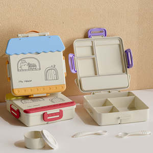 Boîte à lunch pliable à 4 compartiments en plastique PP de qualité alimentaire pour enfants, design moderne, logo couleur personnalisé - Product Image 5
