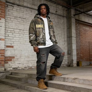 เสื้อฮู้ดลายพรางแบบกำหนดเอง พิมพ์ลายดิจิตอล ลายต้นไม้จริง ซิปแบบรูดขึ้นลง เสื้อฮู้ดผู้ชาย คุณภาพสูง ผ้าฝ้าย 100% ปักลาย - Product Image 2