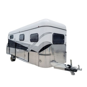 HERUI 3-Angle Horses Load Semi-<b>Trailer</b> with Double Axle Electric Brakes 4T Capacity Deluxe Horse Float Cart & Living Quarter <b>Box</b> - Product Image 1