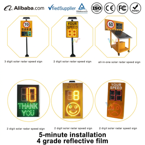 เครื่องตรวจจับเรดาร์แบบปรับแต่งได้สำหรับรถยนต์ พร้อมจอแสดงผล LED แสดงความเร็วแบบพกพา ตรวจจับความเร็วด้วยเลเซอร์และป้ายจำกัดความเร็วพลังงานแสงอาทิตย์ - Product Image 2