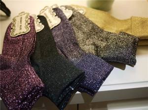 <span class=keywords><strong>Calcetines</strong></span> gruesos brillantes de marca térmica de punto de diseñador de moda de alta calidad para <span class=keywords><strong>mujer</strong></span> - Product Image 5