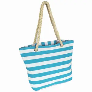 2023 Trendy Stylish Luxury beauty Nice New Fashion Canvas Summer Colorful Tote Beach Bag With Stripe Print
