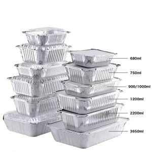 特注アルミ箔食品容器漏れ止めふた付き使い捨て滑らかな壁航空会社ケータリング用品食品包装 - Product Image 3