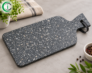 Planche à découper rectangulaire de luxe CCI en terrazzo noir, faite à la main, écologique, 12 pouces, pour servir le fromage, passe au lave-vaisselle - Product Image 1