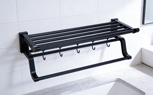 <span class=keywords><strong>Porte</strong></span>-serviettes pliable et étanche noir personnalisé 60 cm en ABS+PVC à 8 barres, garantie 5 ans, installation facile, pour hôtel moderne - Product Image 4