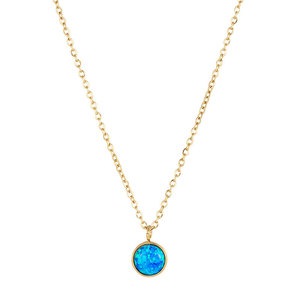 Trendy New Custom Stainless Steel 14k 18k PVD Gold Plated Fashion Pendant <b>Opal</b> <b>Necklace</b> for Women - Product Image 5