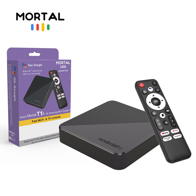 Factory Price Mortal T1s Android 14.0 Smart TV Box AllwinnerH313 4K WiFi6 Quad Core Processor Set Top Box