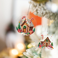 Nouvelles Breloques Décoratives de Noël de Haute Qualité en Forme de Maison en Pain d'Épices, Boules Rondes en Acrylique de 8 cm, Pendentifs Festifs Européens pour Fêtes