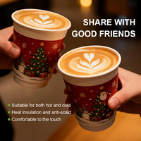 Gobelets à café à emporter en papier kraft à double paroi, personnalisables avec logo, pour boissons chaudes, 4oz, 8oz, 12oz, 16oz, vente en gros, Noël
