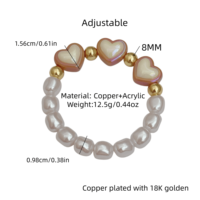 Bracelet élastique en perles acryliques en forme de cœur, fait main, tendance
