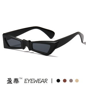 Eyewear <b>Small</b> <b>Frame</b> Irregular <b>Sunglasses</b> Black PC UV400 Women's Sun Protection - Product Image 5