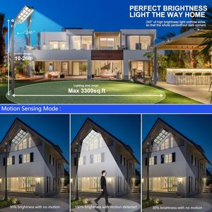 Điều khiển từ xa vườn ngoài trời không thấm nước cảm biến chuyển động hoàng hôn đến bình minh LED bãi đậu xe ánh sáng tất cả trong một LED năng lượng mặt trời đèn đường - Product Image 4
