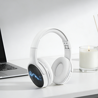Casque sans fil à LED avec recharge solaire, casque supra-auriculaire 6.0 avec carte TF