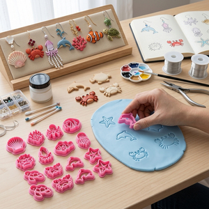 <span class=keywords><strong>Emporte</strong></span>-pièces en pâte polymère Thème Vie marine, Créatures marines estivales, pour mini-boucles d'oreilles en résine, artisanat et outils de pâtisserie - Product Image 4