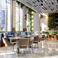 Ensemble de table et de chaises carrées en marbre pour café, meubles de restaurant intérieur occidental de Foshan, design VIP, banquette moderne