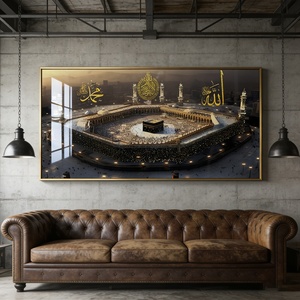 Pintura de Paisaje Arquitectónico Islámico Personalizada de Fábrica, Pintura de Porcelana de Cristal para Decoración del Hogar, Sala de Estar, Hotel, Arte de Pared LED - Product Image 3