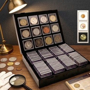 Boîte de présentation de pièces de monnaie haut de gamme à 100 emplacements pour pièces commémoratives de 40 mm, boîte de rangement transparente en <span class=keywords><strong>PC</strong></span>, organisateur de collection protecteur - Product Image 1