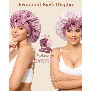 Cuffia di seta di gelso Premium 100% per donne 2 strati reversibili fascia per capelli Wrap per capelli - Product Image 4