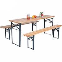 Mesa Plegable Moderna de Madera y Hierro, Portátil, Ligera, Compacta, para Comedor, Ahorro de Espacio, Camping, Picnic, Café, Mesa Auxiliar, Playa