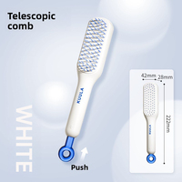 Brosse à cheveux auto-nettoyante portable unique et tendance, peigne rétractable à dents pour un usage domestique, boîte à dents rétractable pour démêler les cheveux