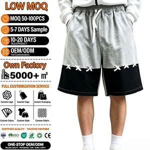 Shorts en coton 100% personnalisés OEM, à blocs de couleur, avec cordon de serrage à la taille, style décontracté pour hommes - Product Image 1