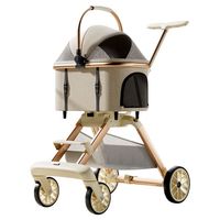 Poussette pliable tout-terrain pour chiens, en alliage d'aluminium léger, double usage, pliage à un bouton, 4 roues, vente en gros d'usine