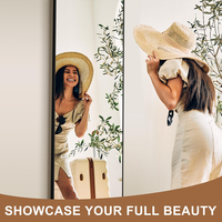 Modern Black Aluminum Frame Full-Length Wall-Mounted Mirror with Illuminated Touch Control for Bathroom and Bedroom