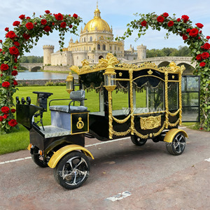 European Vintage Royal Carriage Hearse Embossed Golden <b>Ornaments</b> Four Wheels For Memorial Procession - Product Image 1