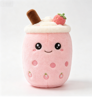 Populaire knuffeldier pluche speelgoed bubble tea beker pop met fruit schattig aangepast logo groot kussen PP katoenen vulling voor wasbare cadeaus
