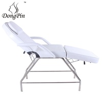 Table de massage pliable légère et portable en acier inoxydable blanc, design moderne pour salon de beauté, hôtel, salon, extérieur