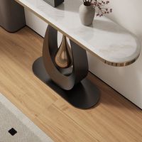 Table console étroite en marbre naturel blanc de luxe pour entrée, design italien créatif et artistique