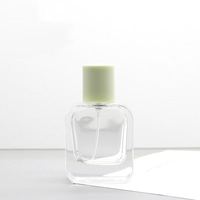 Vente en gros de flacons de parfum carrés transparents en verre de 50 ml, flacons de parfum vides pour cosmétiques, flacon de recharge blanc cristallin