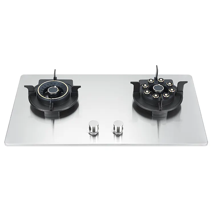 Stainless Steel Surface Gas Hob Kitchen Built In 2 burner Gas Hob
