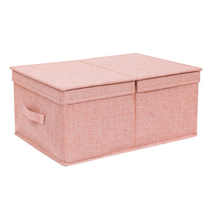 Large Linen Closet Organizer Collapsible <b>Storage</b> <b>Bins</b> With Handles Fabric <b>Storage</b> <b>Box</b> with Lid - Product Image 2